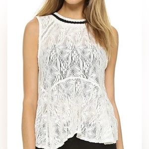 Free People Maisie Sleeveless Ivory Lace Tank Top Blouse